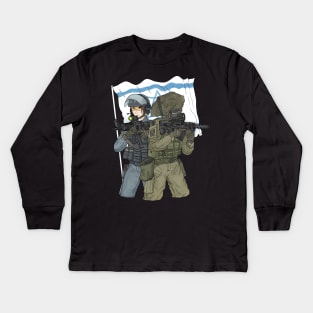 Israeli soldiers and police, IDF. Kids Long Sleeve T-Shirt